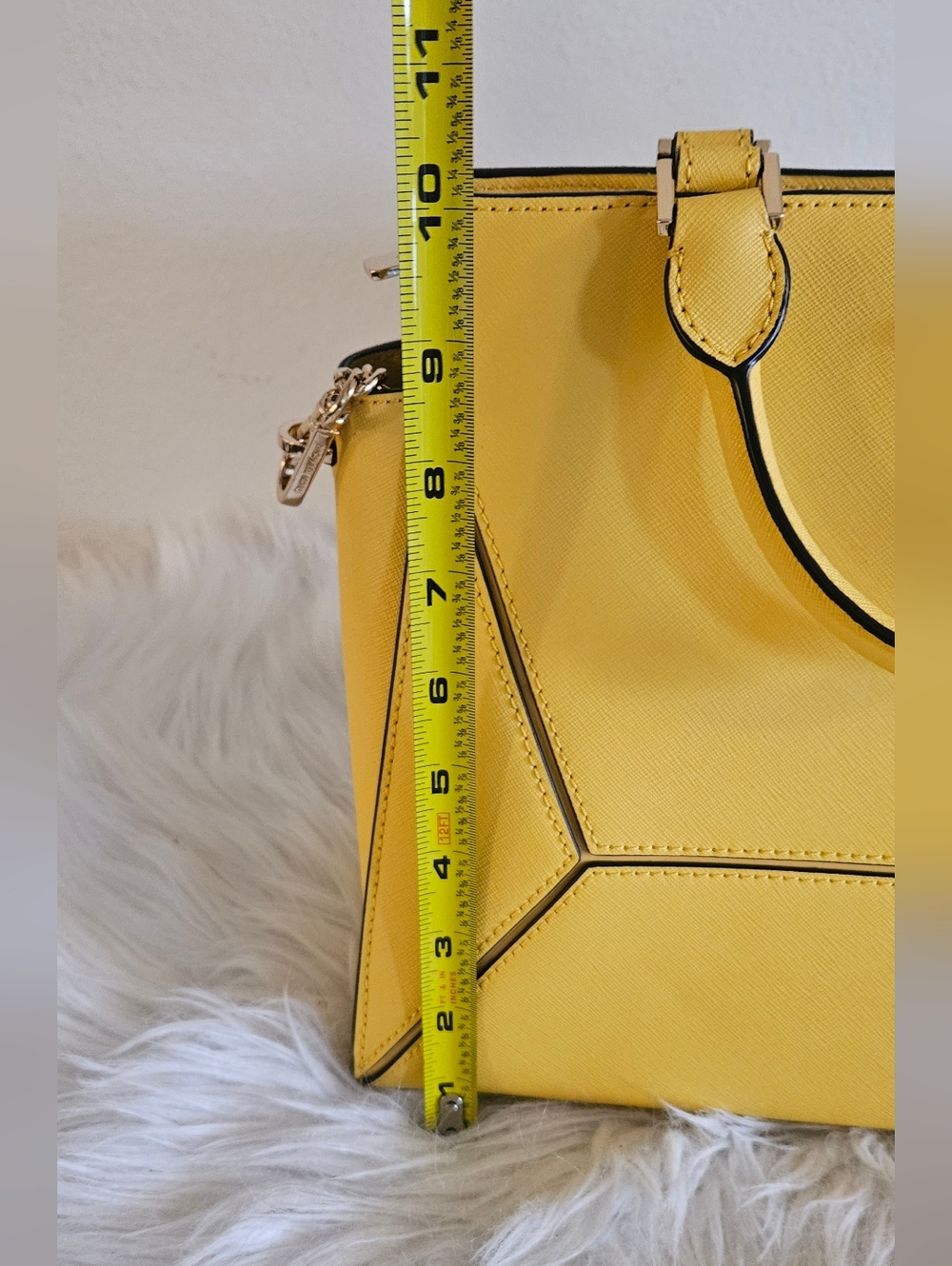 Michael Kors Yellow Saffiano Satchel with MK Charm - Picture 8 of 12